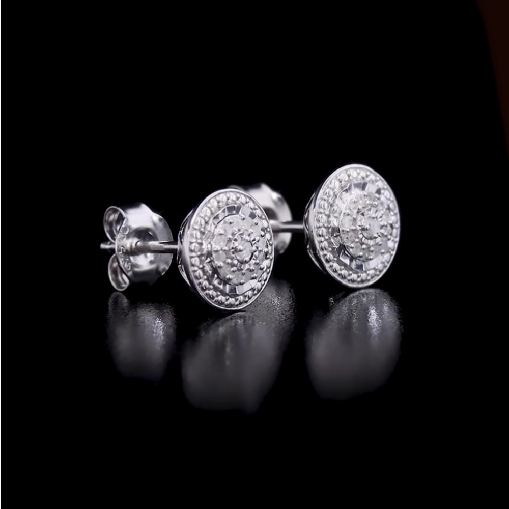 Diamond Multi-Halo Stud Earrings (1/10 ct. t.w.) in Sterling Silver